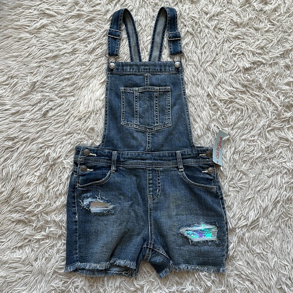 Cat & Jack Sequin Flip Jeans Overall